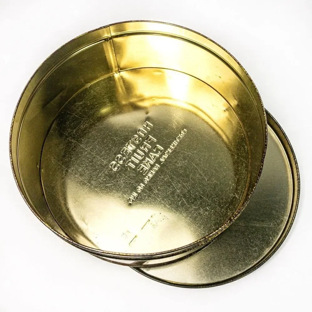 Antique Hostess Fruit Cake Tin 8” Round